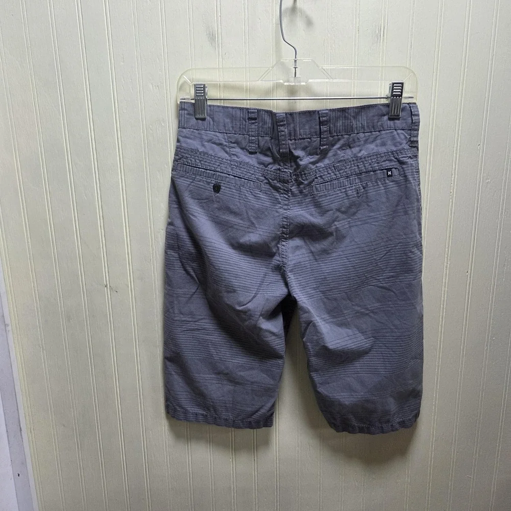 Hurley Shorts Boys 18 Gray Stripe Twill Bermuda 9 Inseam Casual Summer